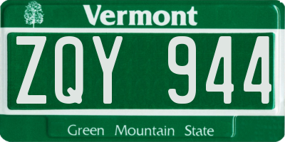 VT license plate ZQY944
