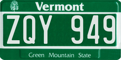 VT license plate ZQY949