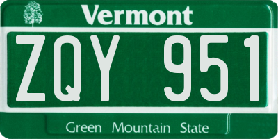 VT license plate ZQY951