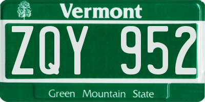 VT license plate ZQY952