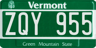 VT license plate ZQY955