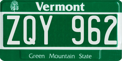VT license plate ZQY962