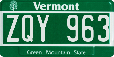 VT license plate ZQY963