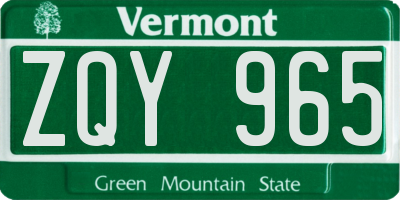 VT license plate ZQY965