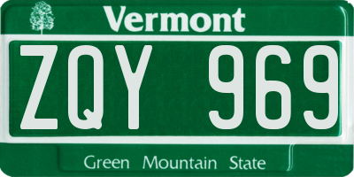 VT license plate ZQY969
