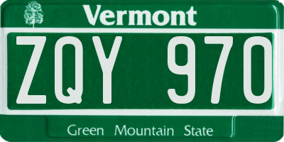 VT license plate ZQY970