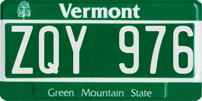 VT license plate ZQY976