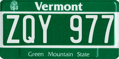VT license plate ZQY977