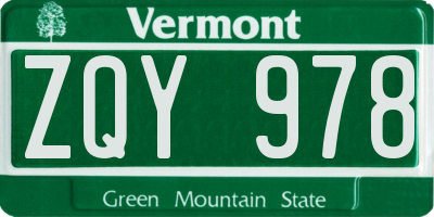 VT license plate ZQY978