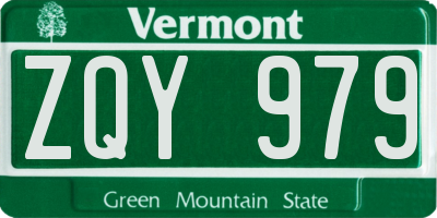 VT license plate ZQY979