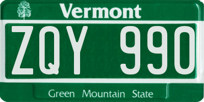 VT license plate ZQY990