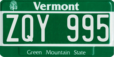 VT license plate ZQY995