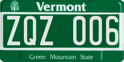 VT license plate ZQZ006