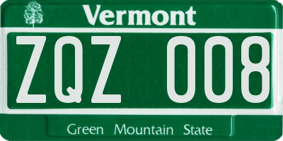 VT license plate ZQZ008