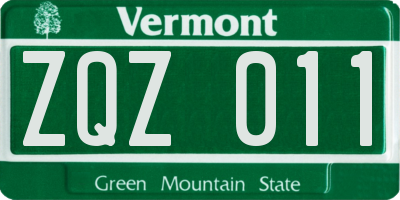 VT license plate ZQZ011