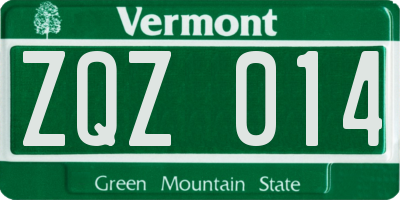 VT license plate ZQZ014