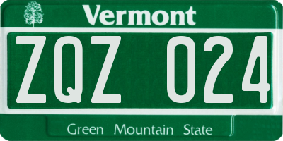 VT license plate ZQZ024