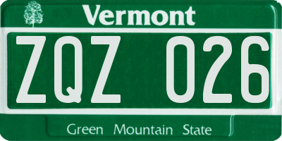 VT license plate ZQZ026
