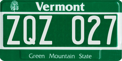 VT license plate ZQZ027