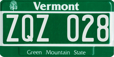 VT license plate ZQZ028