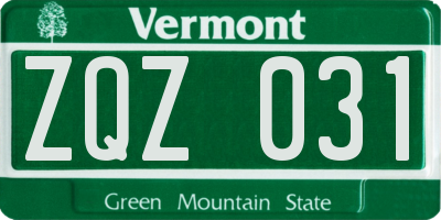 VT license plate ZQZ031