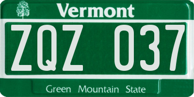 VT license plate ZQZ037