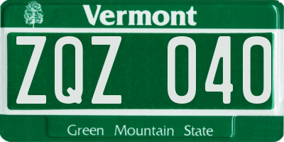VT license plate ZQZ040