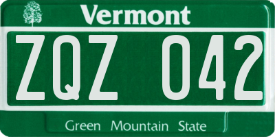 VT license plate ZQZ042