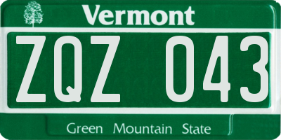 VT license plate ZQZ043