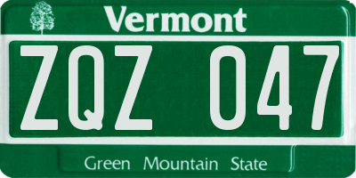 VT license plate ZQZ047