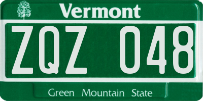 VT license plate ZQZ048