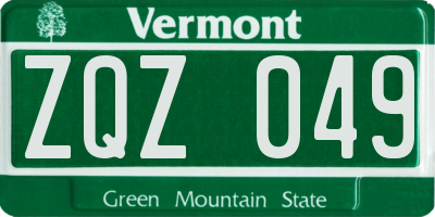 VT license plate ZQZ049