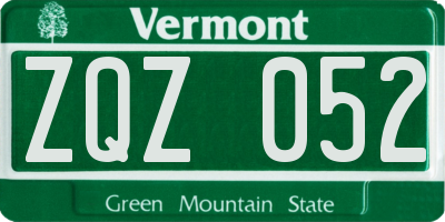 VT license plate ZQZ052