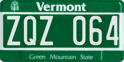 VT license plate ZQZ064