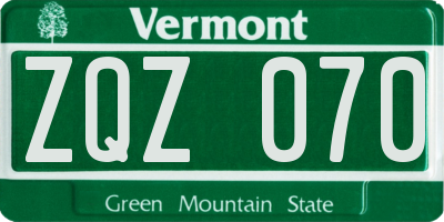 VT license plate ZQZ070