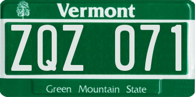 VT license plate ZQZ071
