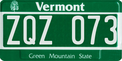 VT license plate ZQZ073