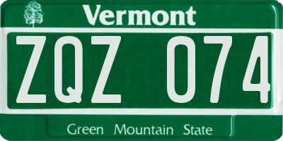VT license plate ZQZ074