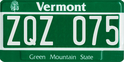 VT license plate ZQZ075