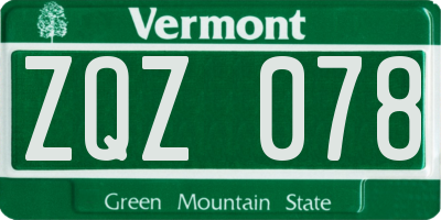 VT license plate ZQZ078