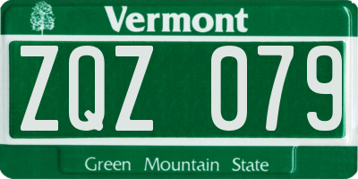 VT license plate ZQZ079