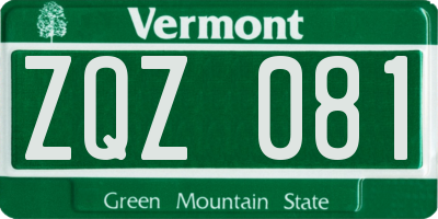 VT license plate ZQZ081