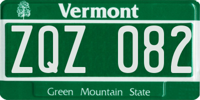 VT license plate ZQZ082