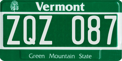 VT license plate ZQZ087