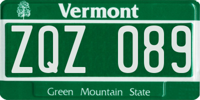 VT license plate ZQZ089
