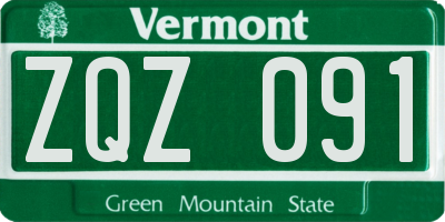 VT license plate ZQZ091