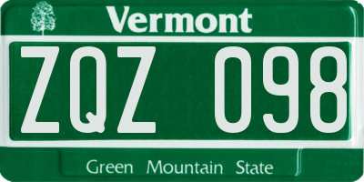 VT license plate ZQZ098