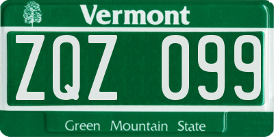 VT license plate ZQZ099