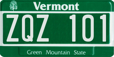 VT license plate ZQZ101