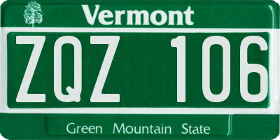 VT license plate ZQZ106